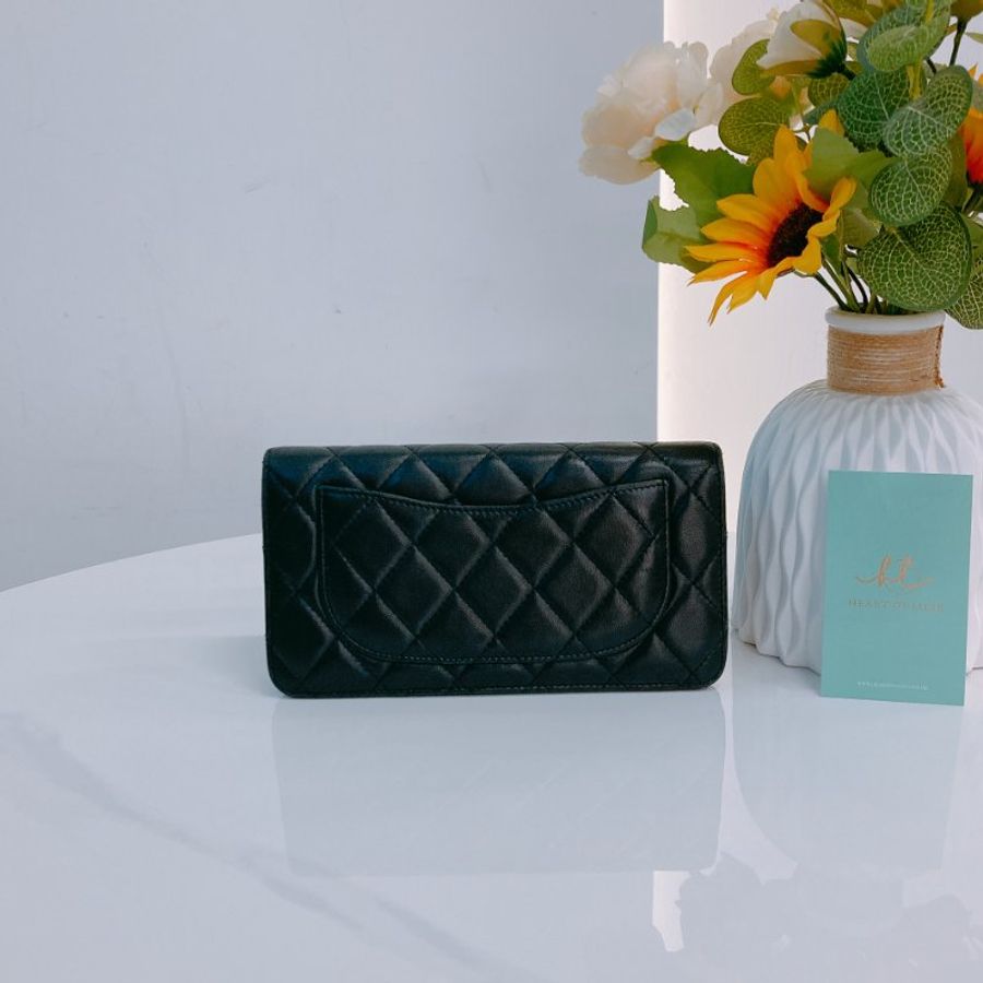 MS0753 Chanel 香奈兒 羊皮 長款錢包 黑色銀扣 Lambskin Black Long Wallet Black x PHW-1