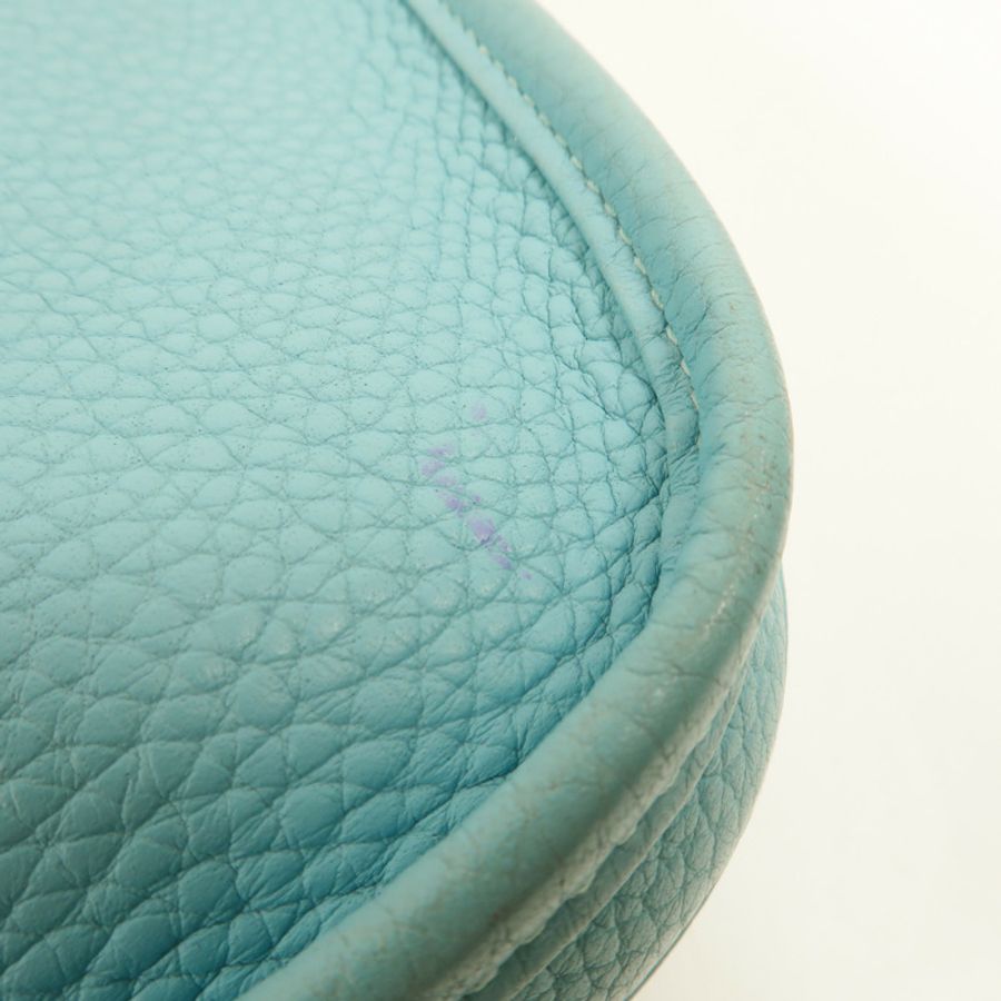 HERMES Clemence皮革Evelyne PM 肩背袋Bleu Atoll-14