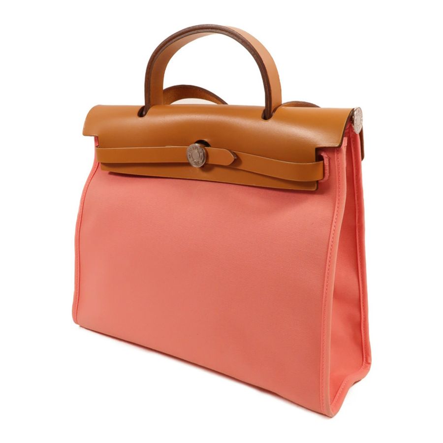 HERMES 帆布Herbag PM手挽肩背兩用袋Rose Azalee-2