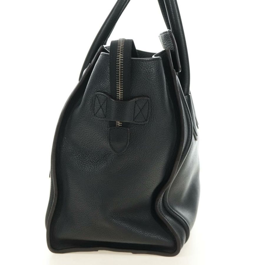 【日本直送】CELINE Luggage Mini Shopper 手提包,黑色銀色皮革,正品 yk20573SAM-2