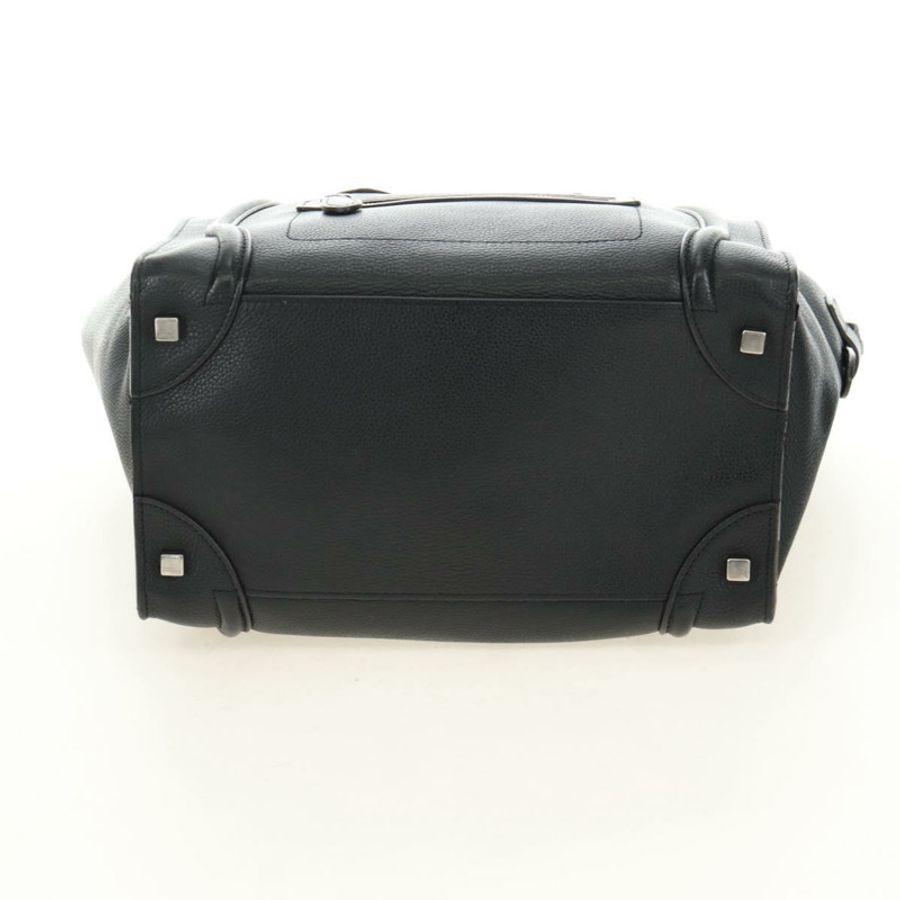 【日本直送】CELINE Luggage Mini Shopper 手提包,黑色銀色皮革,正品 yk20573SAM-4