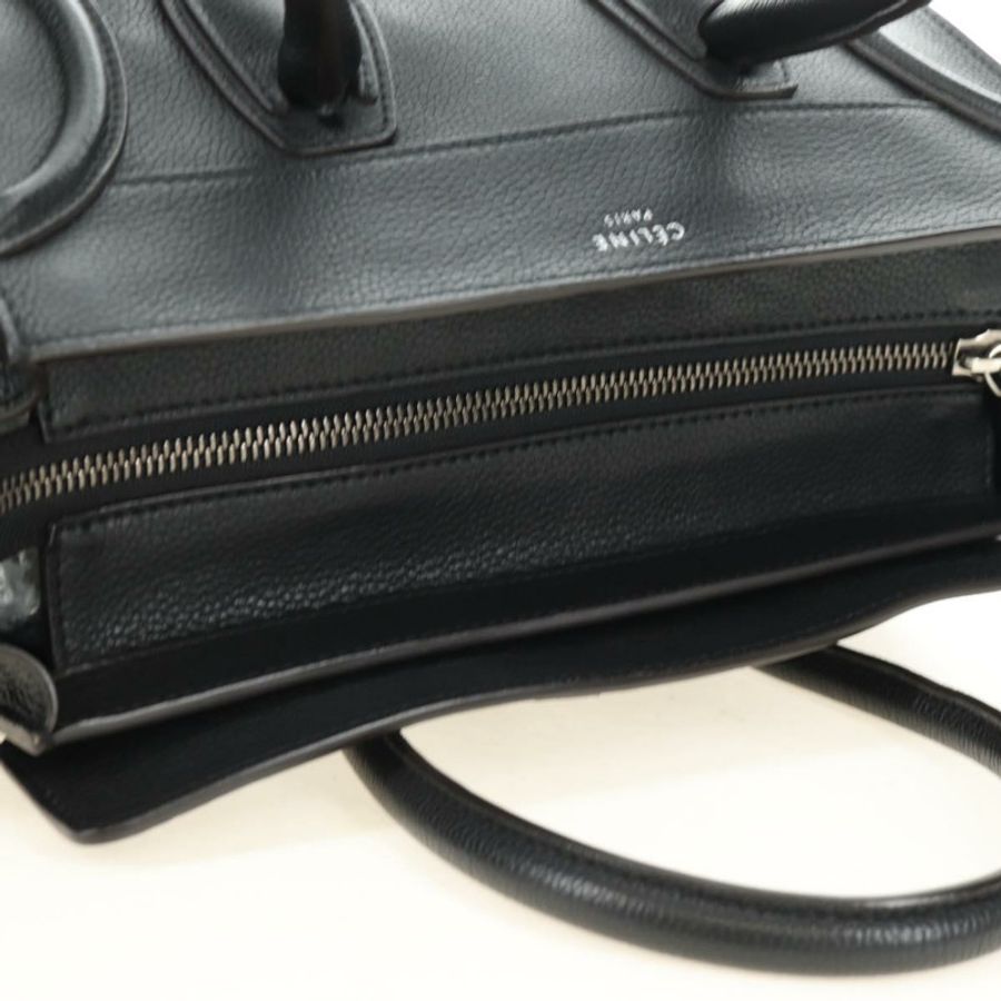 【日本直送】CELINE Luggage Mini Shopper 手提包,黑色銀色皮革,正品 yk20573SAM-5