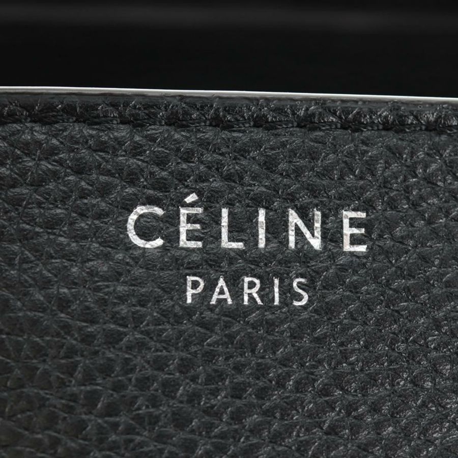 【日本直送】CELINE Luggage Mini Shopper 手提包,黑色銀色皮革,正品 yk20573SAM-18