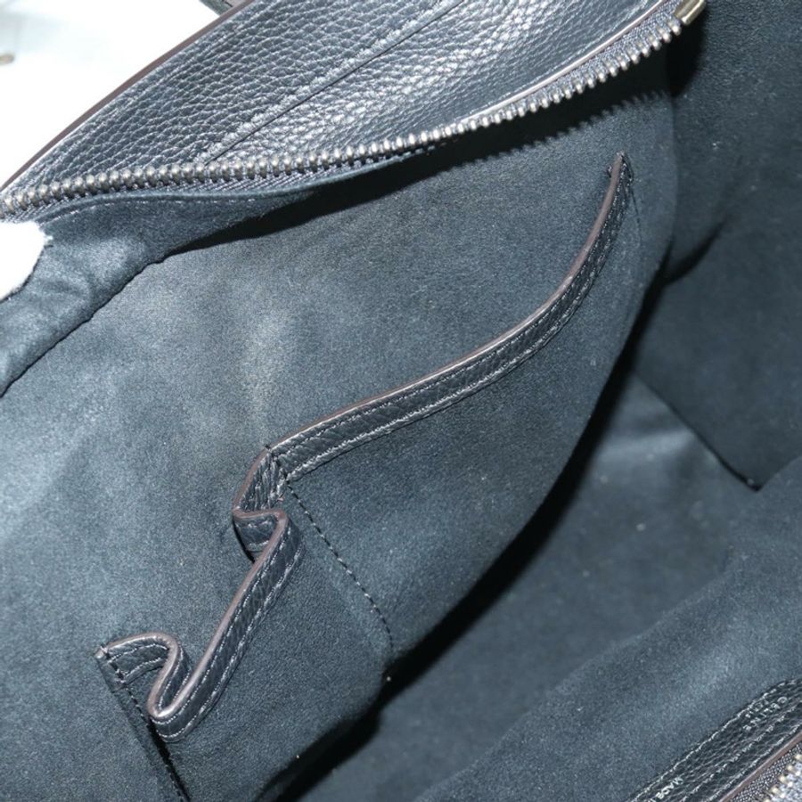【日本直送】CELINE Luggage Mini Shopper 手提包,黑色銀色皮革,正品 yk20573SAM-22