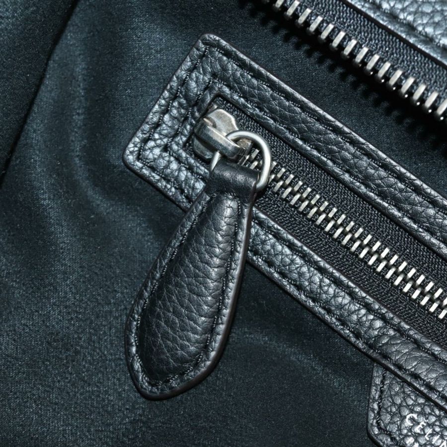 【日本直送】CELINE Luggage Mini Shopper 手提包,黑色銀色皮革,正品 yk20573SAM-23