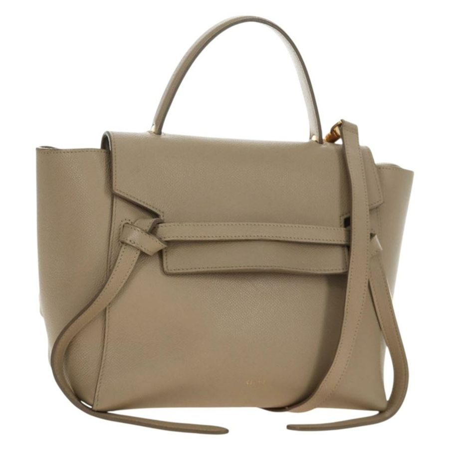 【日本直送】CELINE Belt Bag Micro Hand Bag Leather 2way Beige Gold Auth 185805M-0