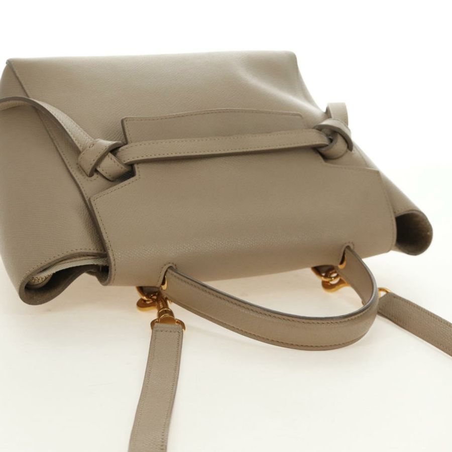 【日本直送】CELINE Belt Bag Micro Hand Bag Leather 2way Beige Gold Auth 185805M-5