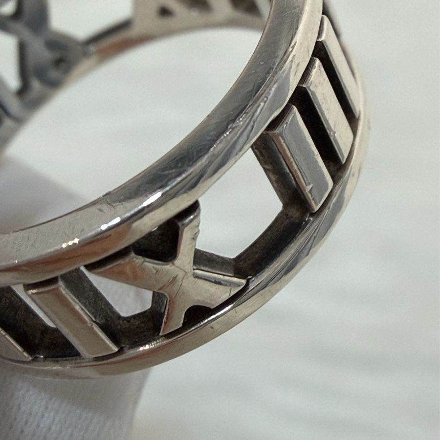 TIFFANY & CO.蒂芬妮 925 鏤空 羅馬數字 18 純銀 戒子 戒 戒指-21