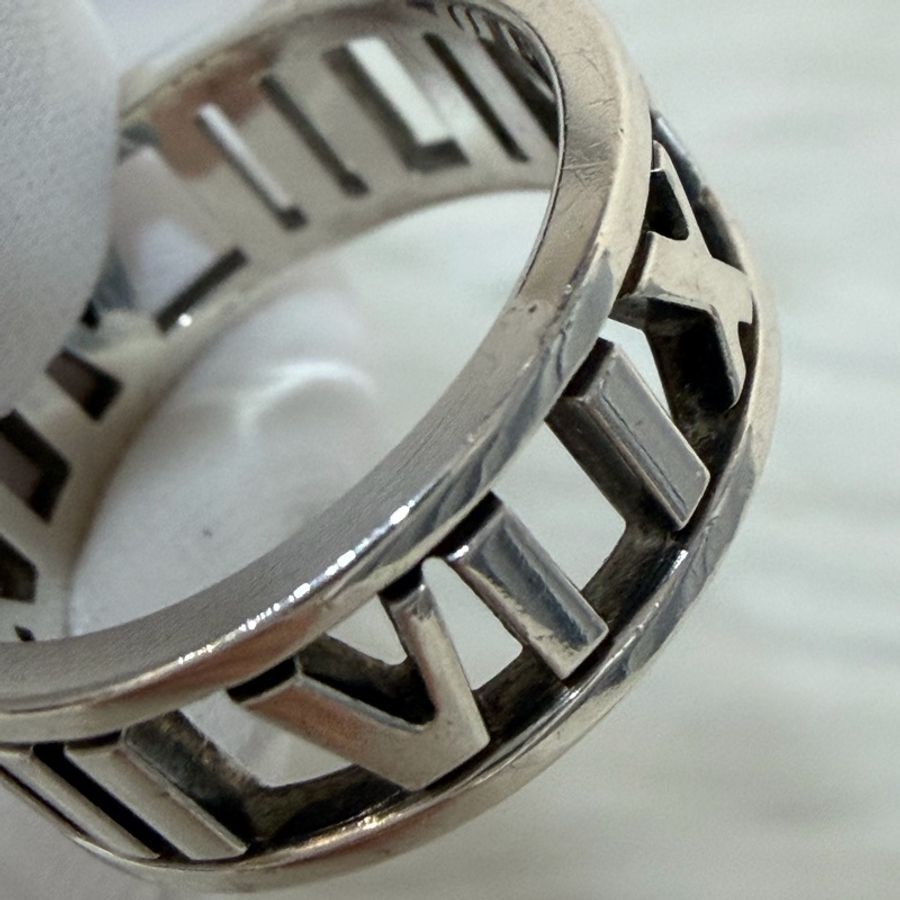 TIFFANY & CO.蒂芬妮 925 鏤空 羅馬數字 18 純銀 戒子 戒 戒指-22