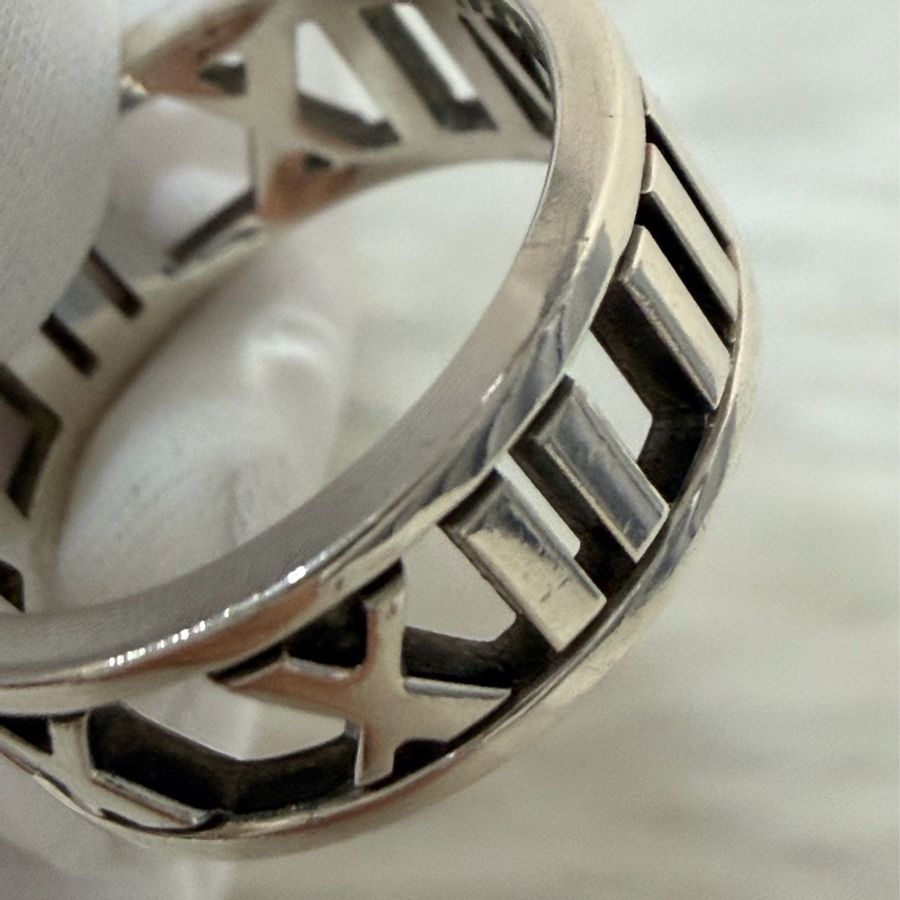 TIFFANY & CO.蒂芬妮 925 鏤空 羅馬數字 18 純銀 戒子 戒 戒指-23