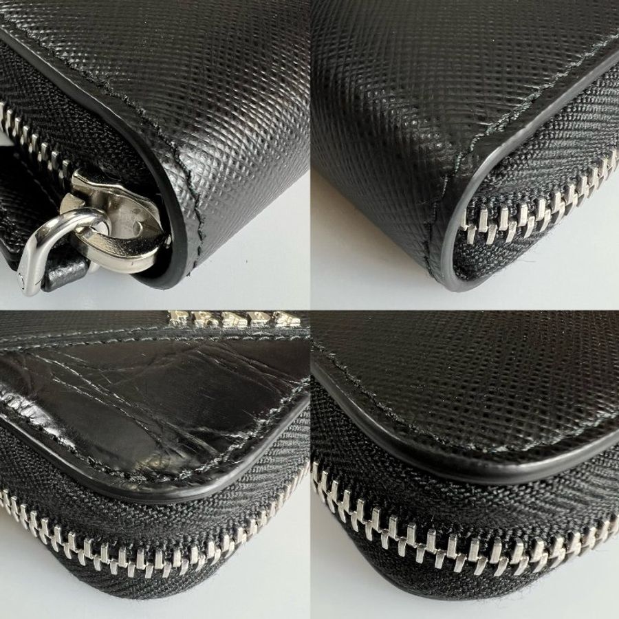 PRADA 黑尼龍拚色ㄇ拉長夾-10