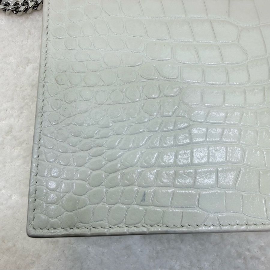 YSL 白銀壓紋Kate磁釦woc鏈條包-4