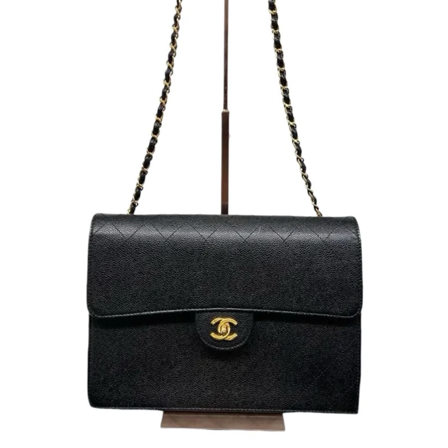 Chanel 魚子醬雙C扣菱格紋cf鏈條斜-8