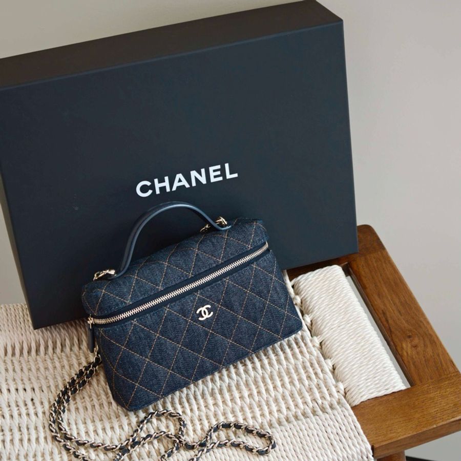 Chanel香奈兒 26P牛仔丹寧LP飯盒鏈條包手提包斜挎包 銀扣-7