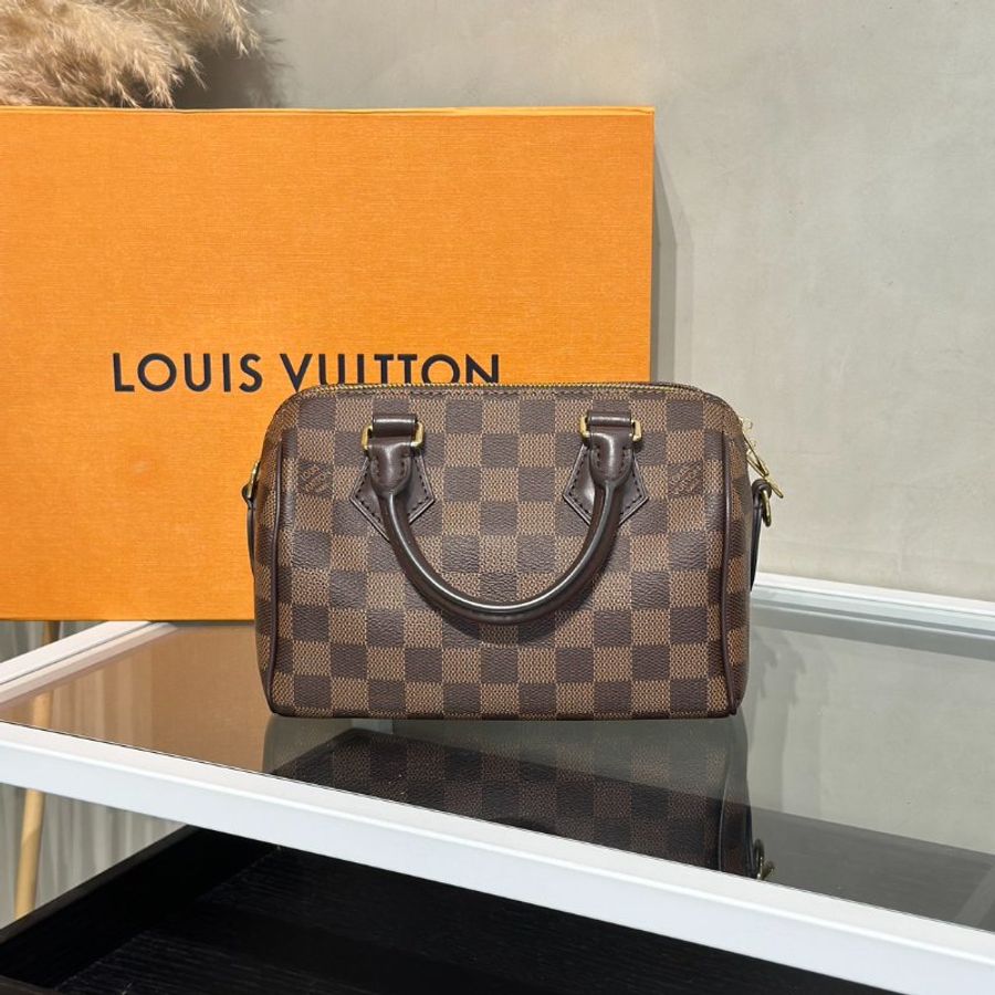LOUIS VUITTON 棋盤格Speedy Bandouliere 20 - 棕邊背帶-0
