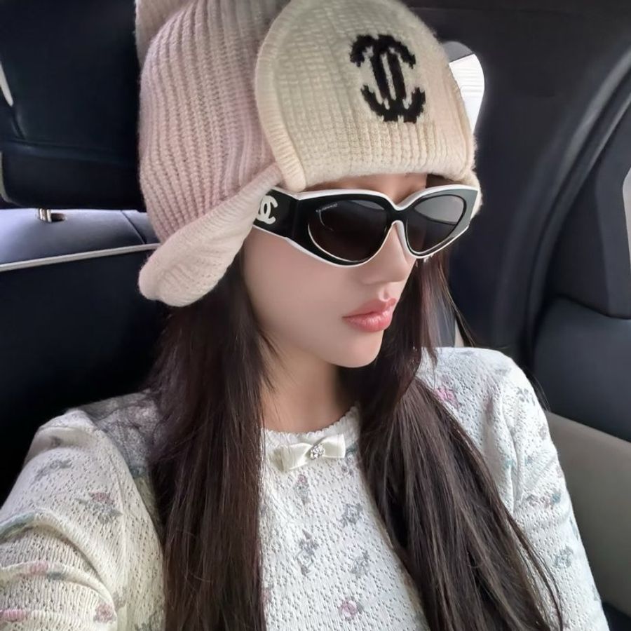 CHANEL 貓眼太陽眼鏡 - 黑白-7
