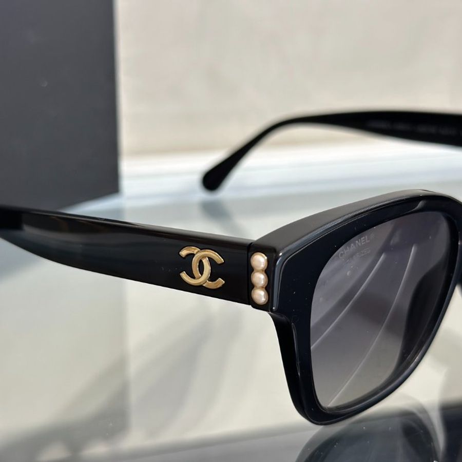 CHANEL 珍珠邊方框太陽眼鏡5482H - 黑-4
