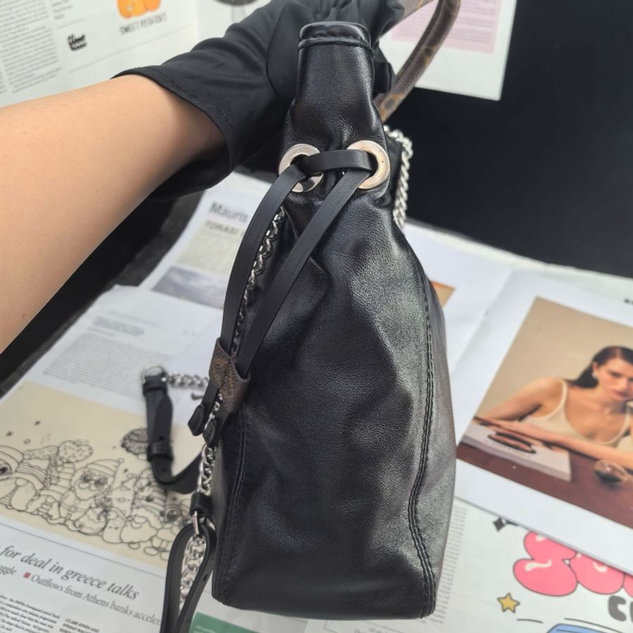 LV路易威登 OFF DUTY VIBE黑色鏈條包手提包單肩包斜挎包雙肩包 芯片款-2