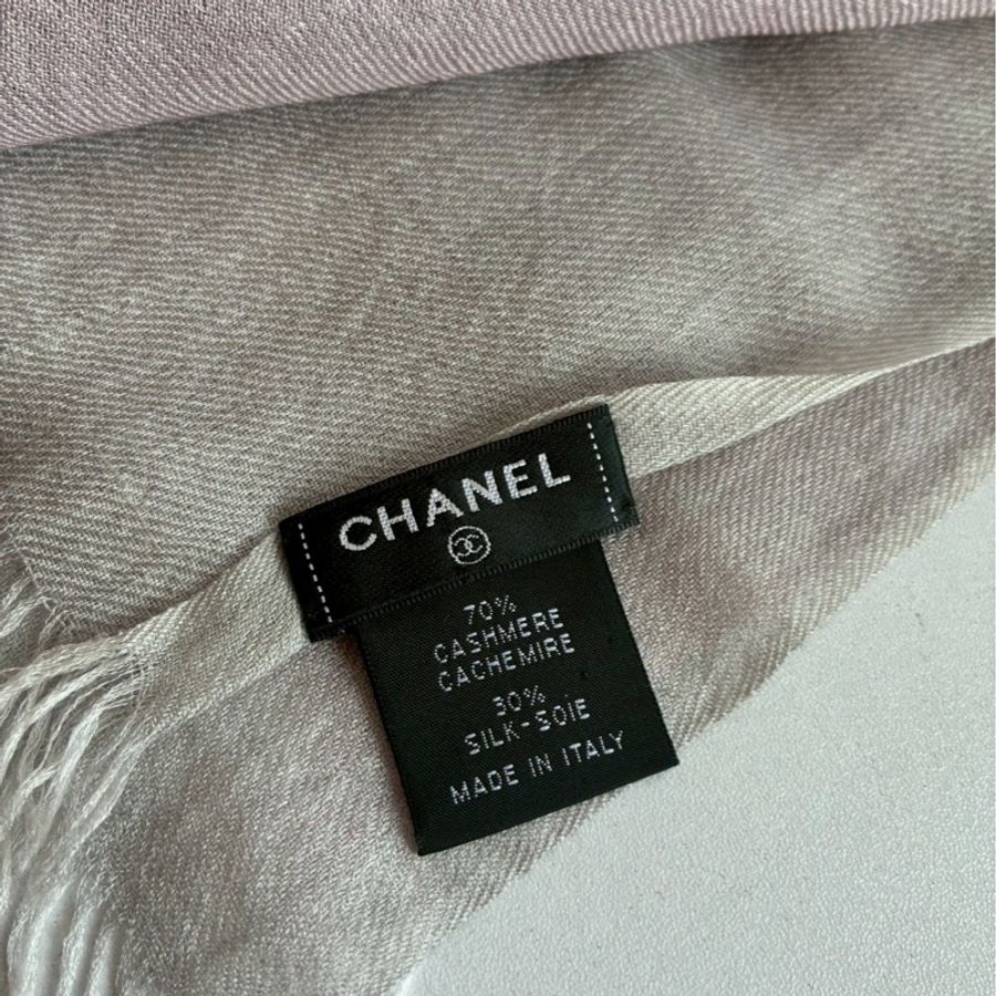 Chanel 粉/灰漸層披巾/圍巾🧣-8
