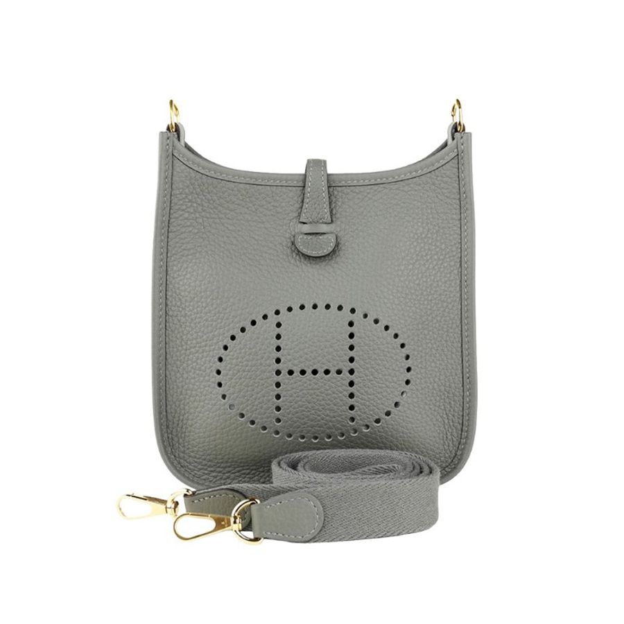🖤 鑒定師的收藏 🖤 愛馬仕 Evelyne 16 雲灰色金扣 U刻 迷你斜背包|HERMÈS TPM Gris Nuage【雲霧灰調.溫柔高級感】-0