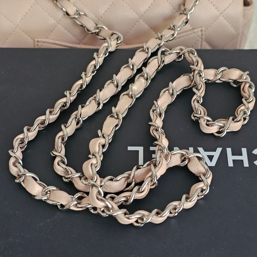 Chanel cf20 淡粉荔枝銀扣-3