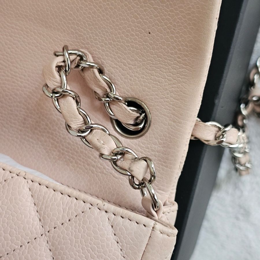 Chanel cf20 淡粉荔枝銀扣-4