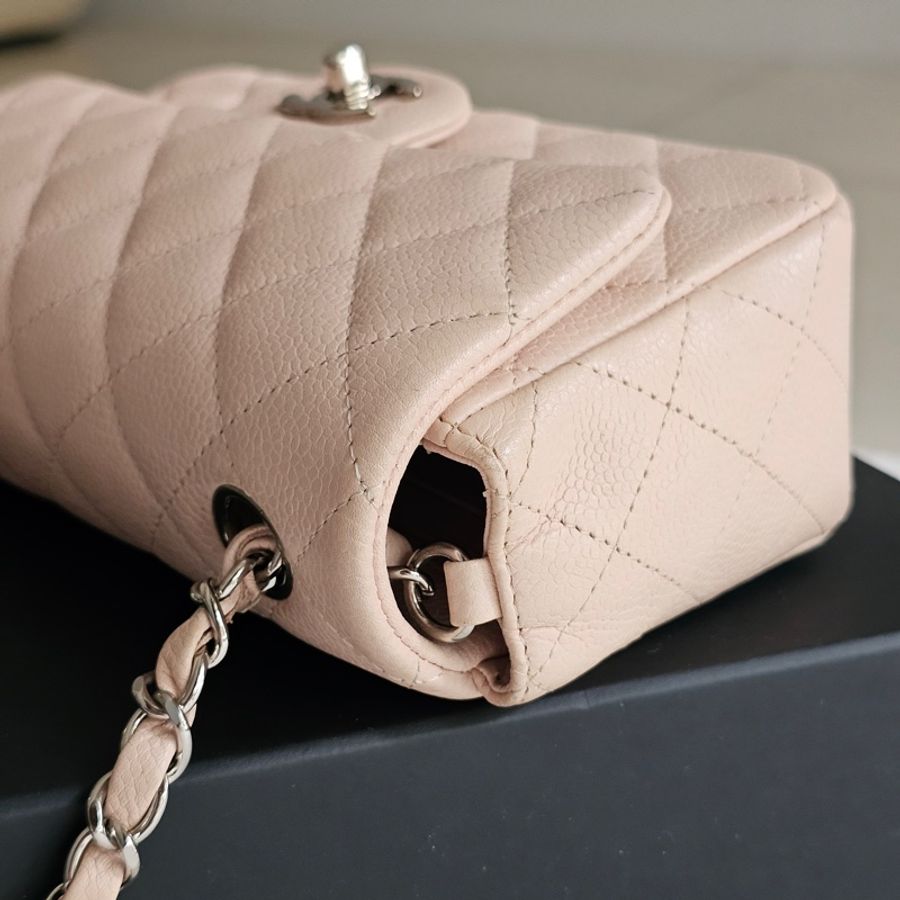 Chanel cf20 淡粉荔枝銀扣-6