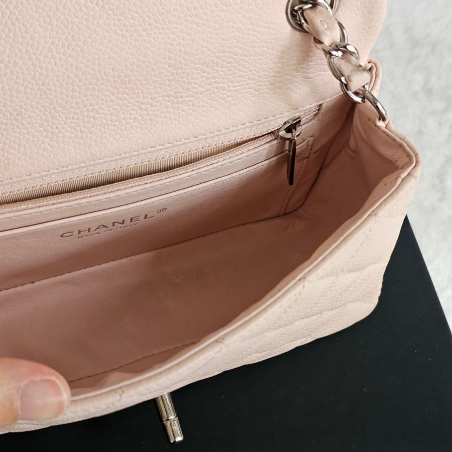 Chanel cf20 淡粉荔枝銀扣-19