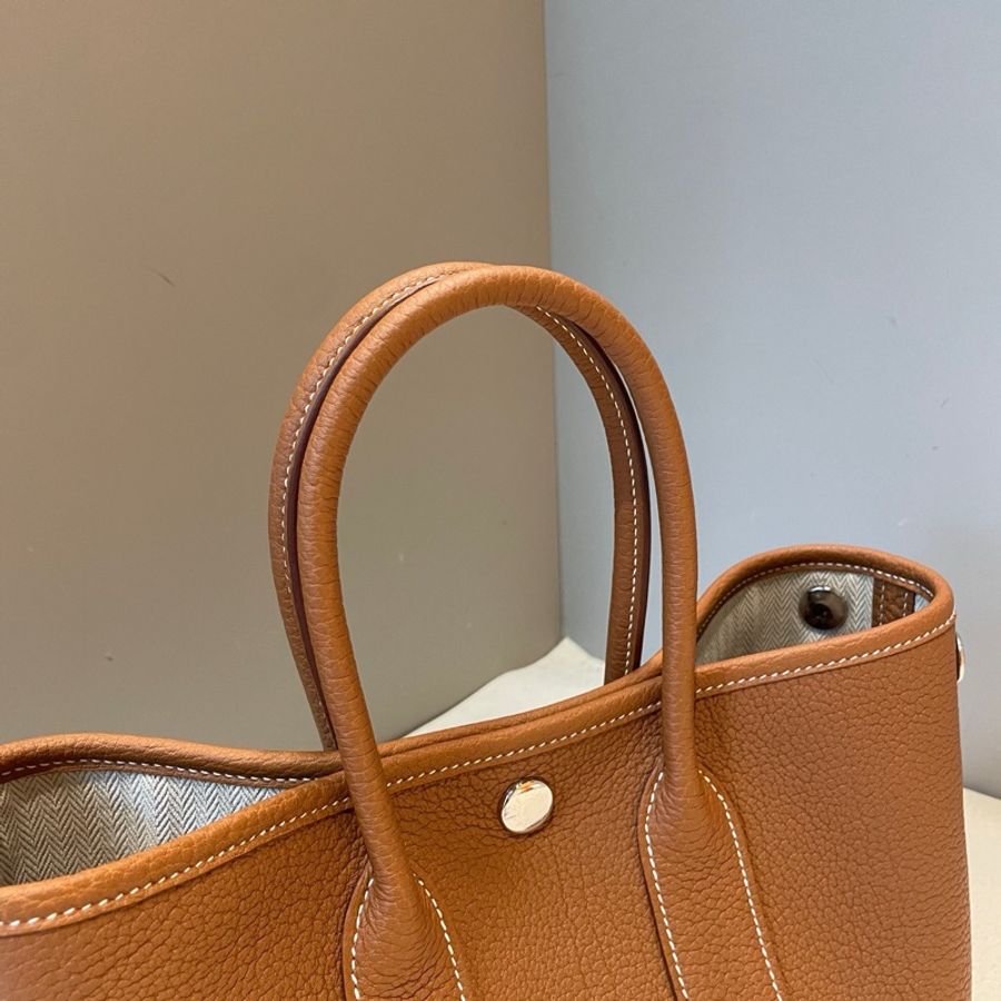 HERMES/愛馬仕 mini garden party 金棕銀扣Neo花園包手提包-3