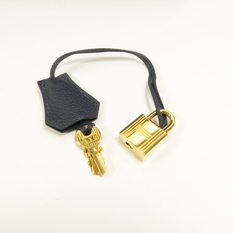 HERMES Togo皮革Kelly 28手挽肩背兩用袋Bleu Nuit-8
