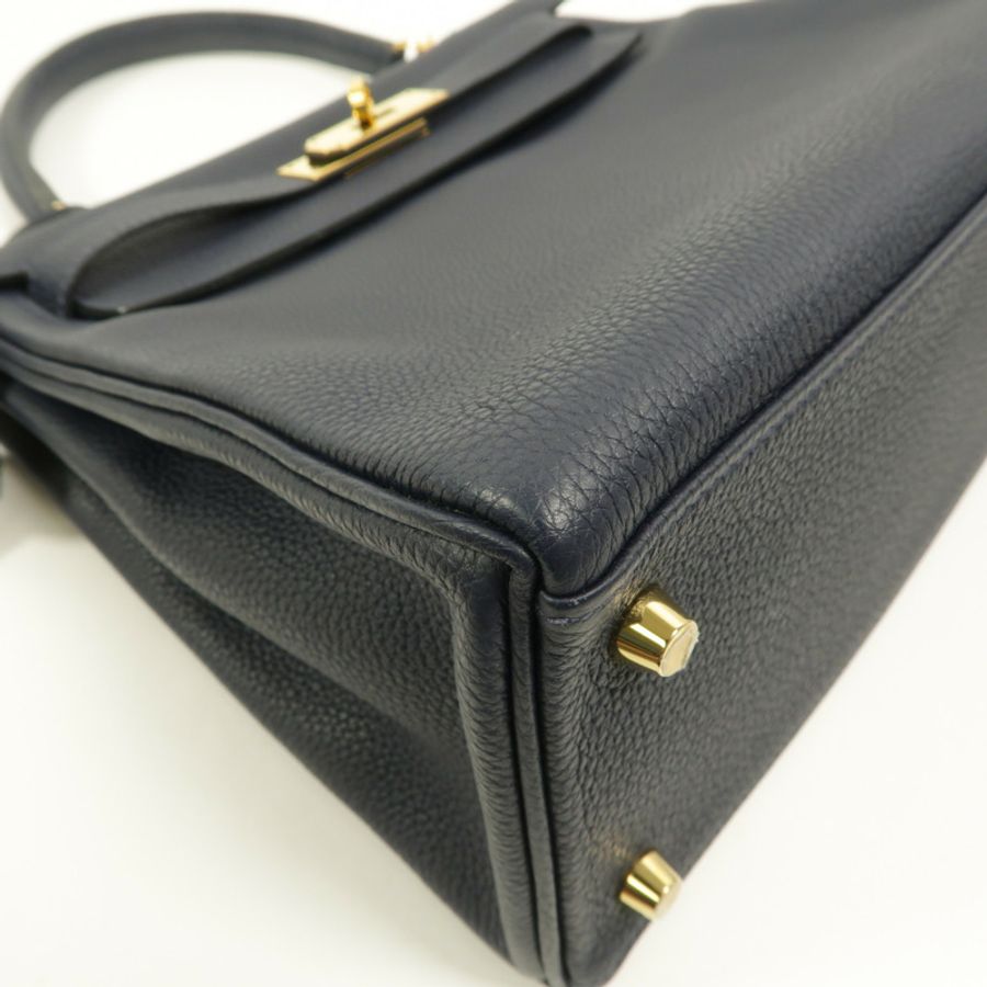HERMES Togo皮革Kelly 28手挽肩背兩用袋Bleu Nuit-12