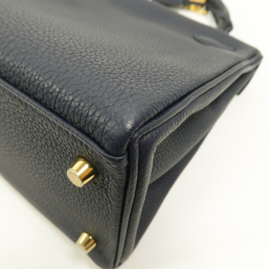 HERMES Togo皮革Kelly 28手挽肩背兩用袋Bleu Nuit-14
