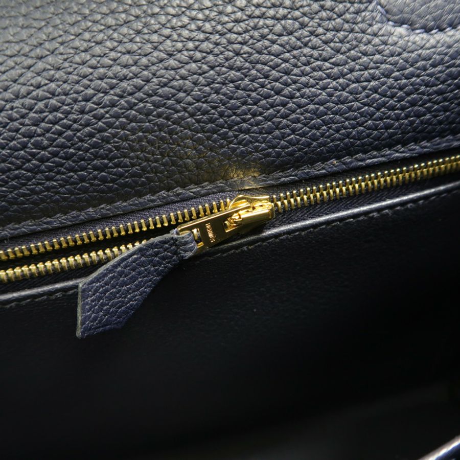 HERMES Togo皮革Kelly 28手挽肩背兩用袋Bleu Nuit-16