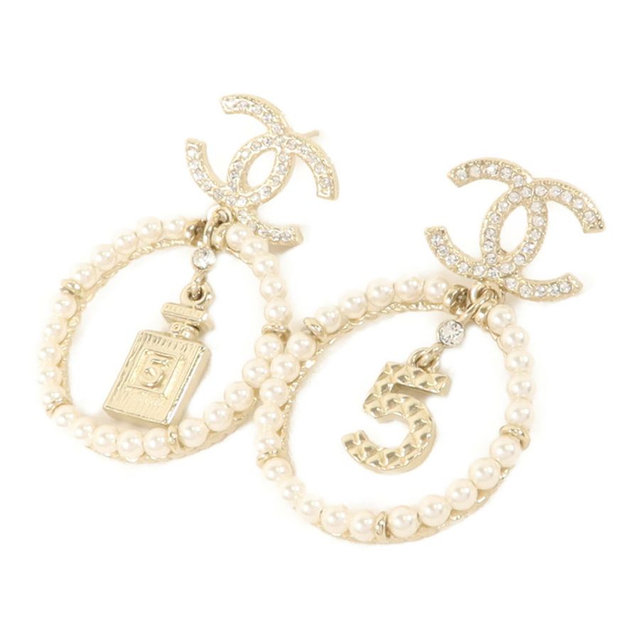 CHANEL 金屬/水晶Pierced Earring耳環-1