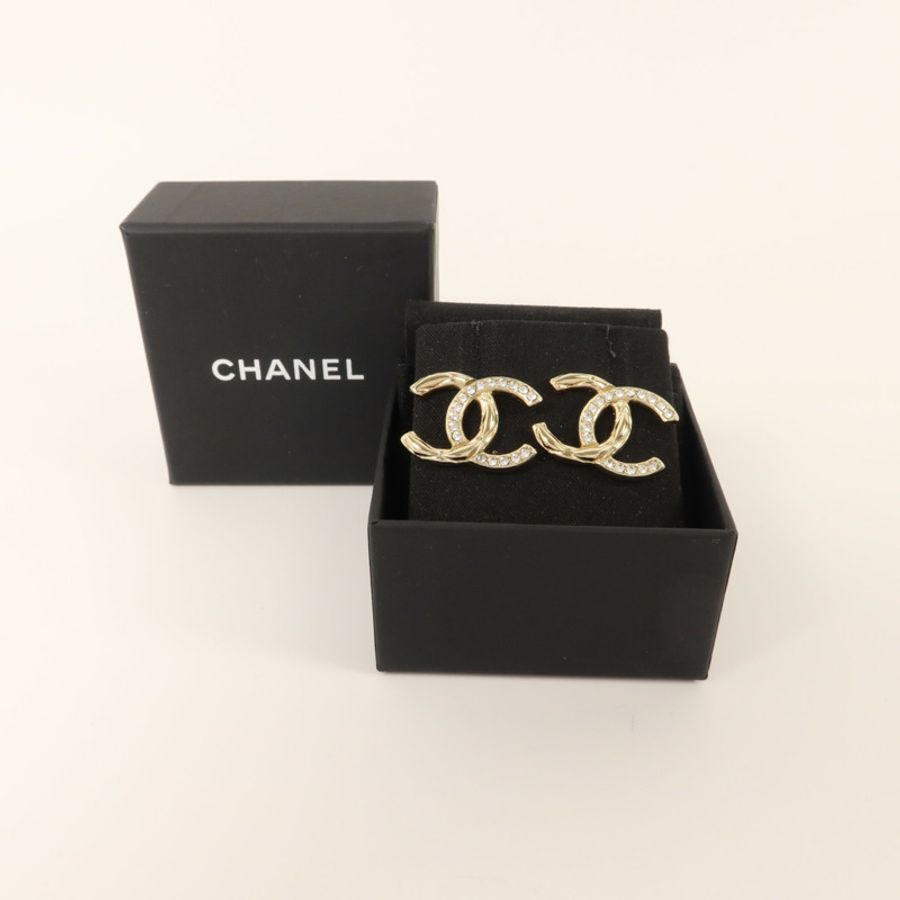 CHANEL 金屬/水晶Pierced Earring耳環-7