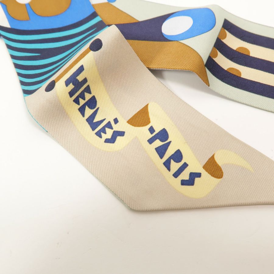 HERMES 絲質Twilly絲巾-5