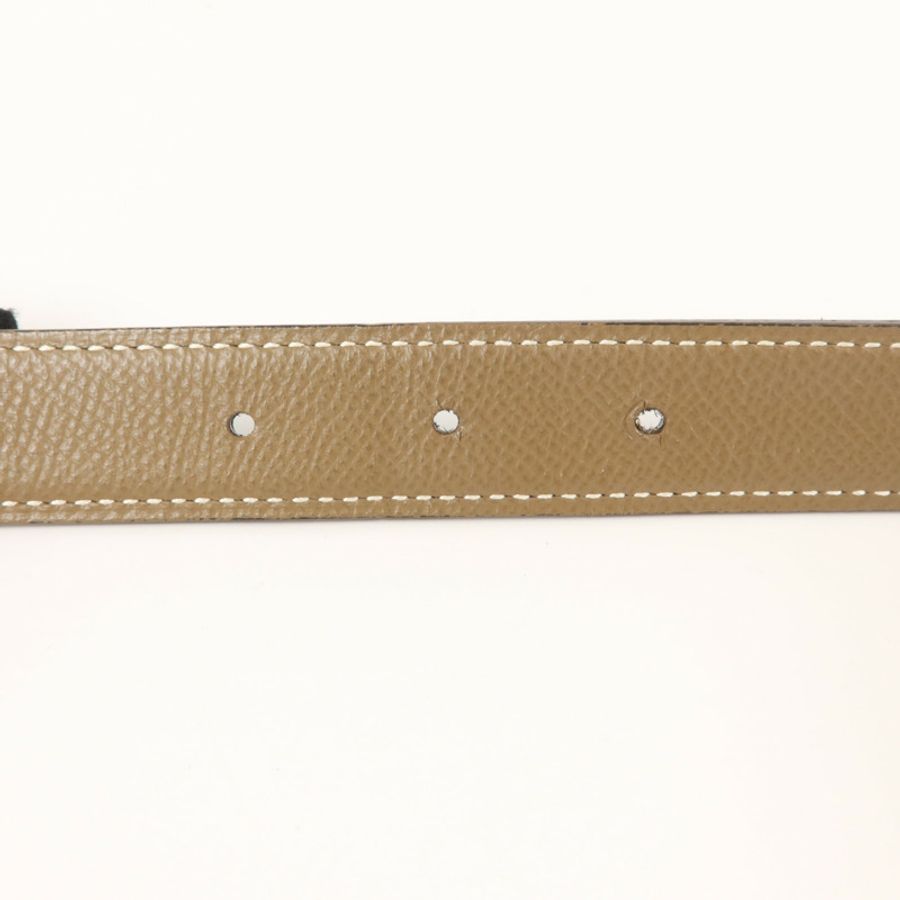 HERMES Epsom皮革/Swift皮革Martelee Reversible Belt 80cm皮帶Noir/Etoupe-7
