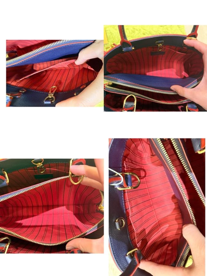 LOUIS VUITTON 蒙田牛皮壓紋 手提 側背包 藍-2