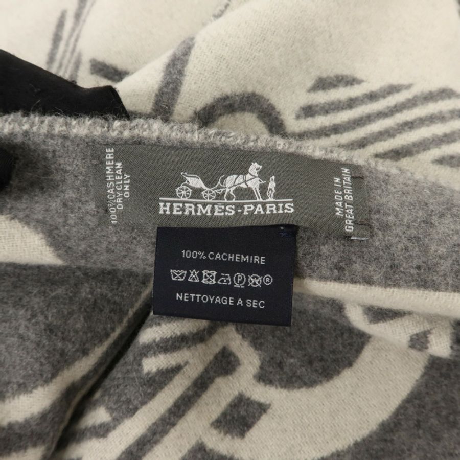 HERMES 羊絨Casaque Do Re Boucles Scarf 30x140頸巾-4