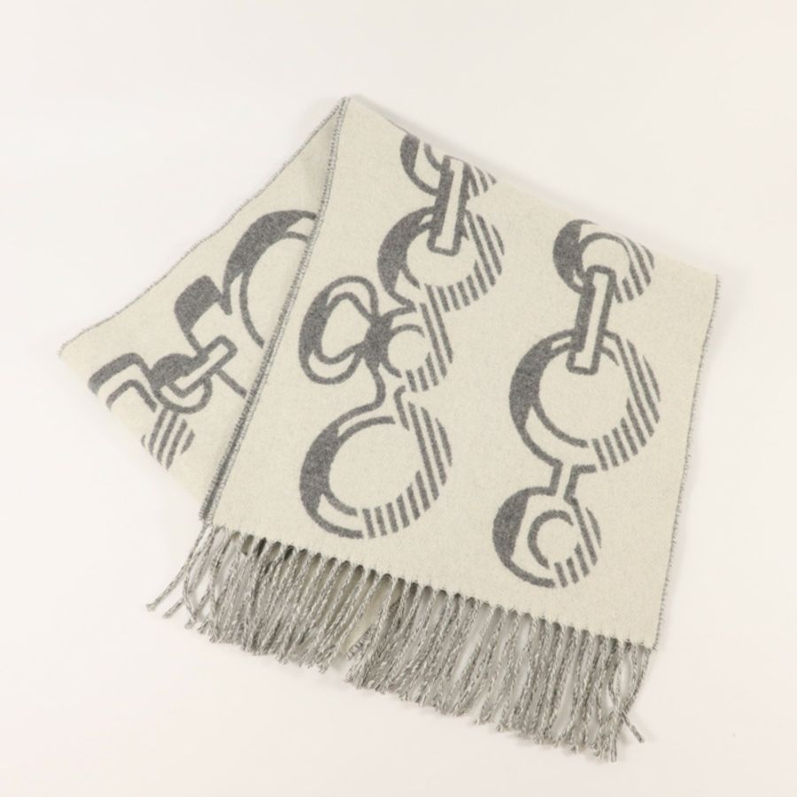 HERMES 羊絨Casaque Do Re Boucles Scarf 30x140頸巾-6