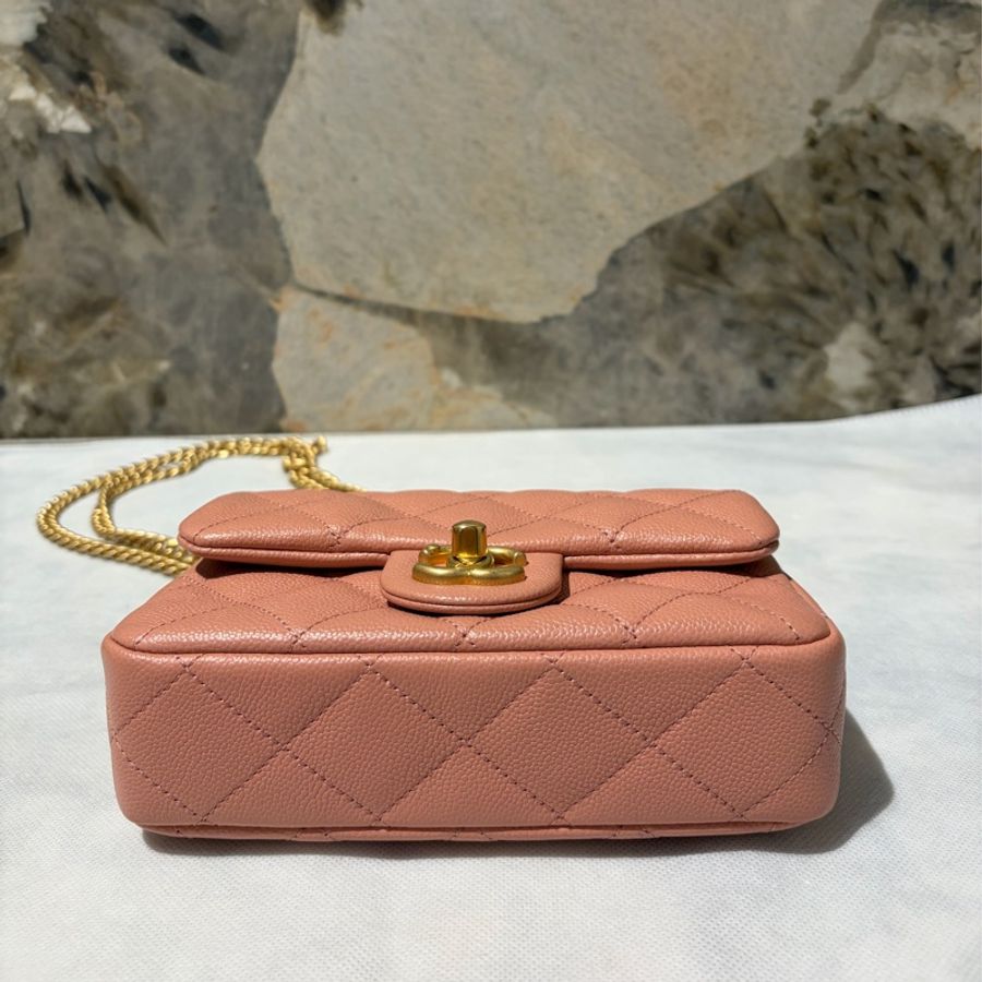 CHANEL 乾燥玫瑰粉金鍊愛心調節 CF-18-5