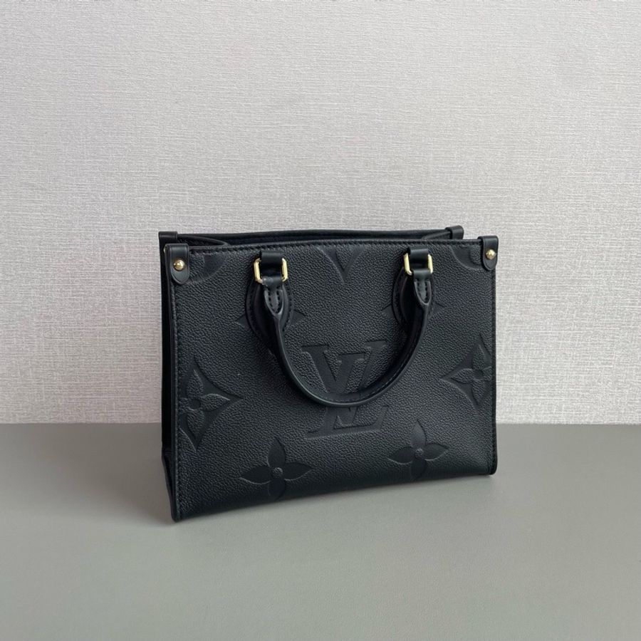 👜LV路易威登｜onthego老花壓紋黑色小號tote｜99新芯片款-3