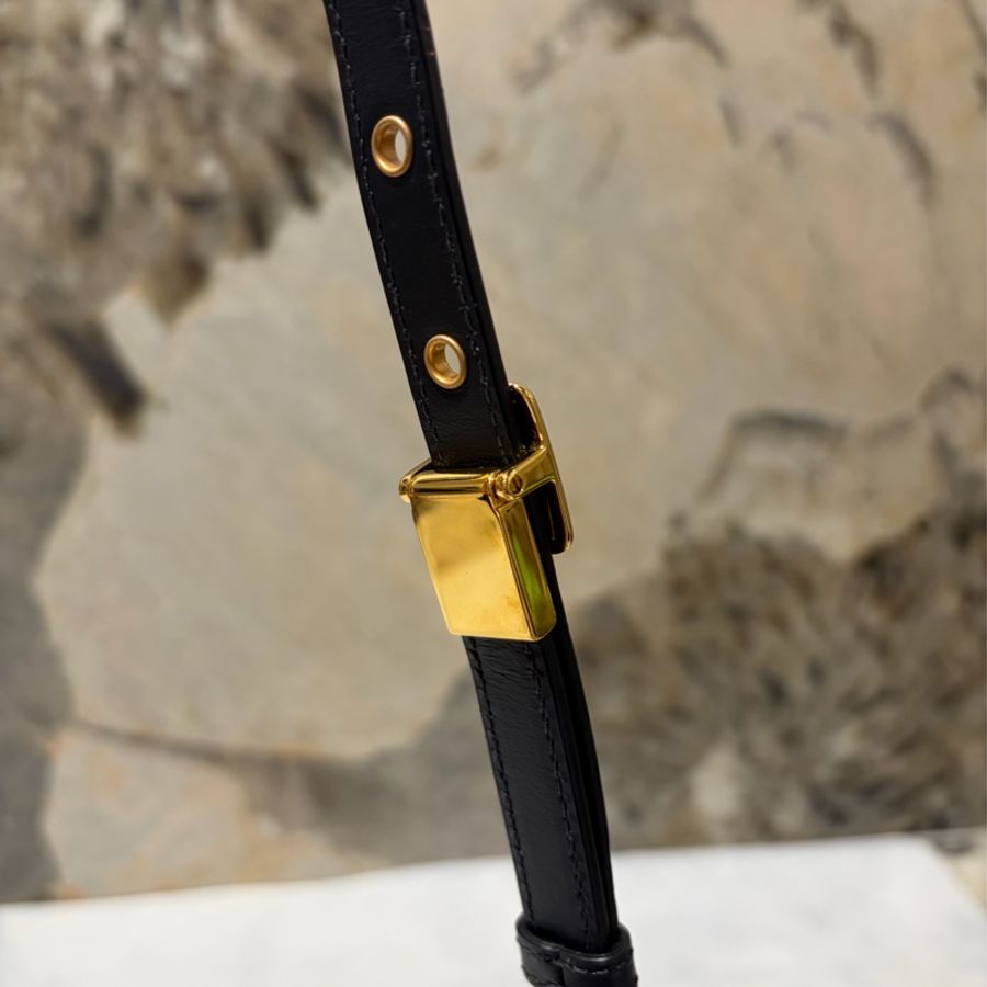 DIOR 藍緹花布金釦BOBBY EAST WEST斜背包-8