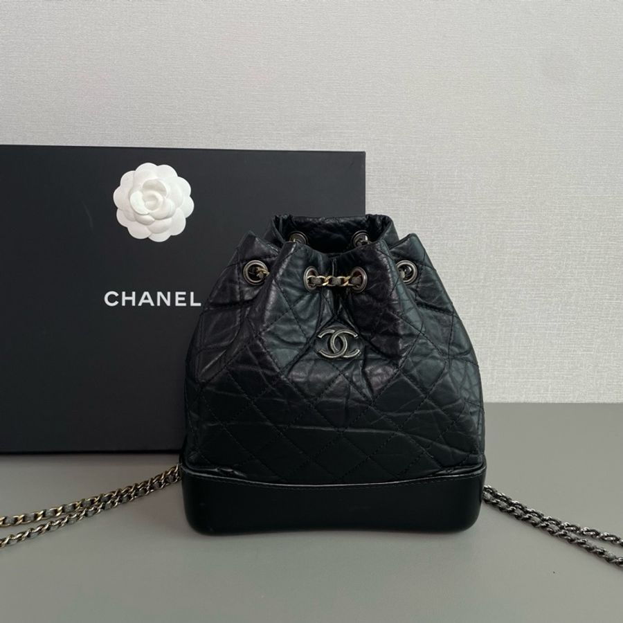 💎Chanel香奈兒｜Gabrielle黑色牛皮流浪雙肩包｜小號｜97新25開無卡-1