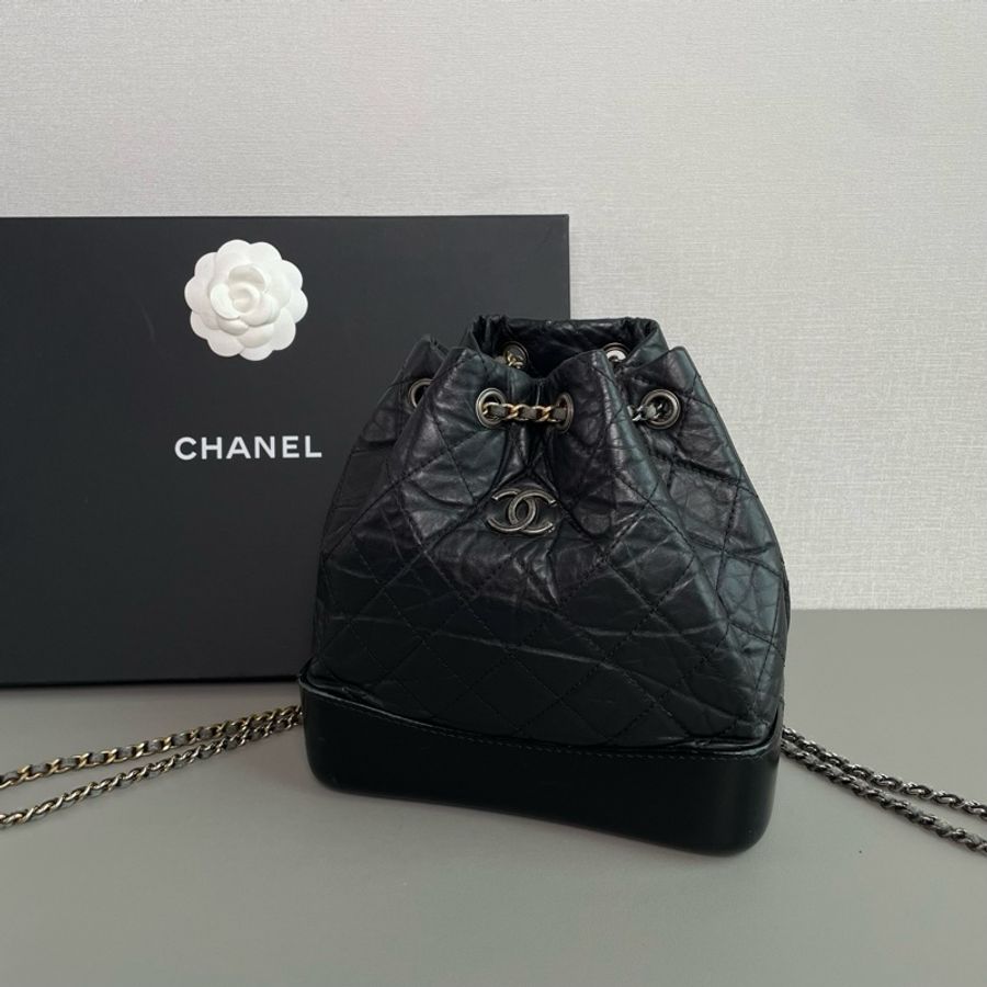 💎Chanel香奈兒｜Gabrielle黑色牛皮流浪雙肩包｜小號｜97新25開無卡-3