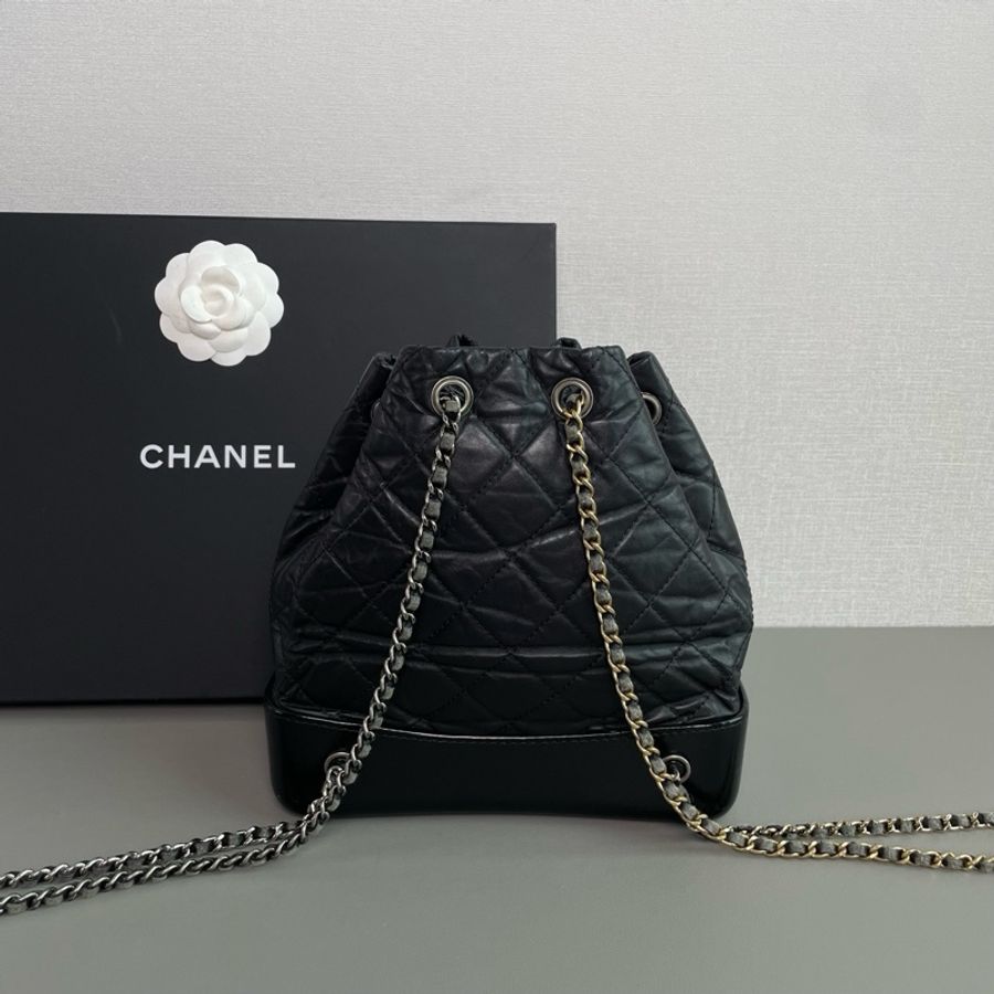 💎Chanel香奈兒｜Gabrielle黑色牛皮流浪雙肩包｜小號｜97新25開無卡-4