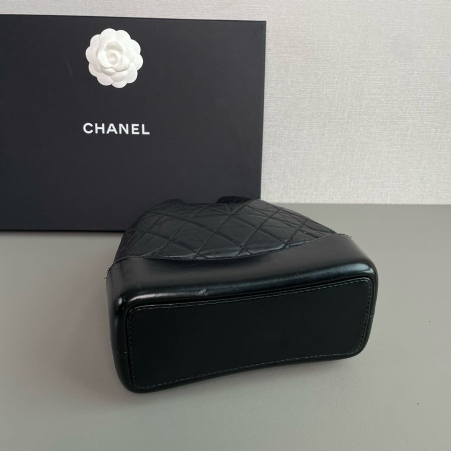 💎Chanel香奈兒｜Gabrielle黑色牛皮流浪雙肩包｜小號｜97新25開無卡-5