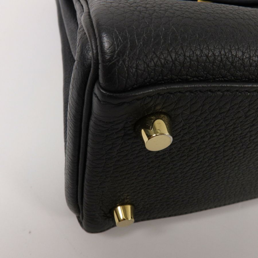 HERMES Togo皮革Kelly 25手挽肩背兩用袋Noir-10