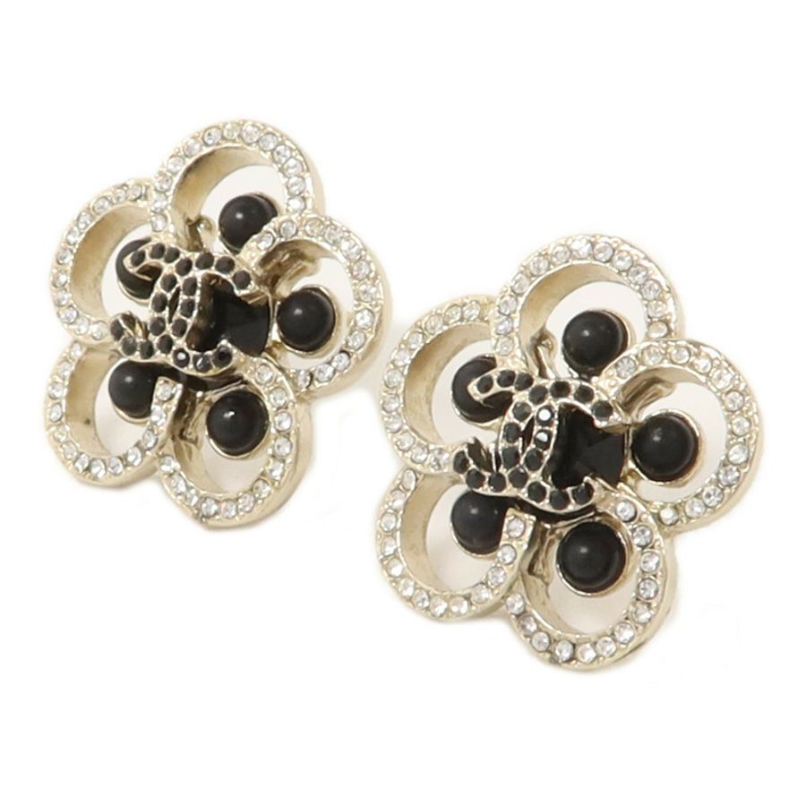 CHANEL 金屬/水晶Camelia Earrings耳環-1