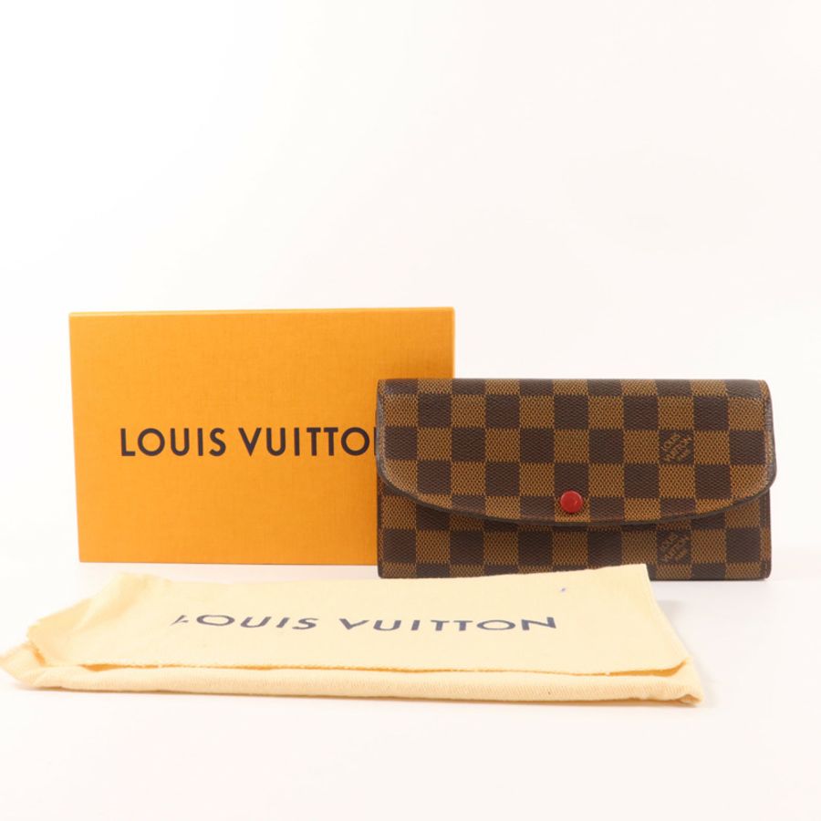 LOUIS VUITTON Damier Portefeuille Emilie Long Wallet金扣長錢包-8